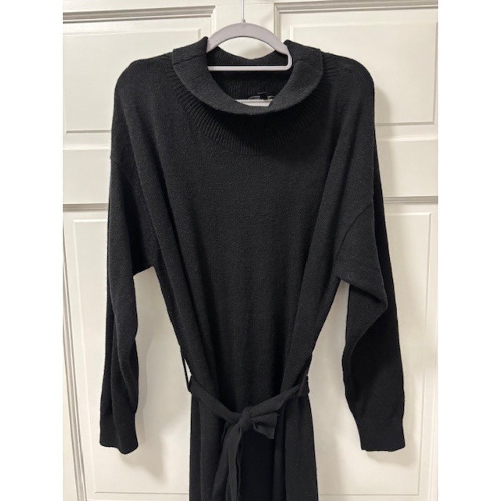 Eloquii Black Knit Sweater Dress Long Sleeve Belted Plus Size 18/20 - Picture 2 of 7